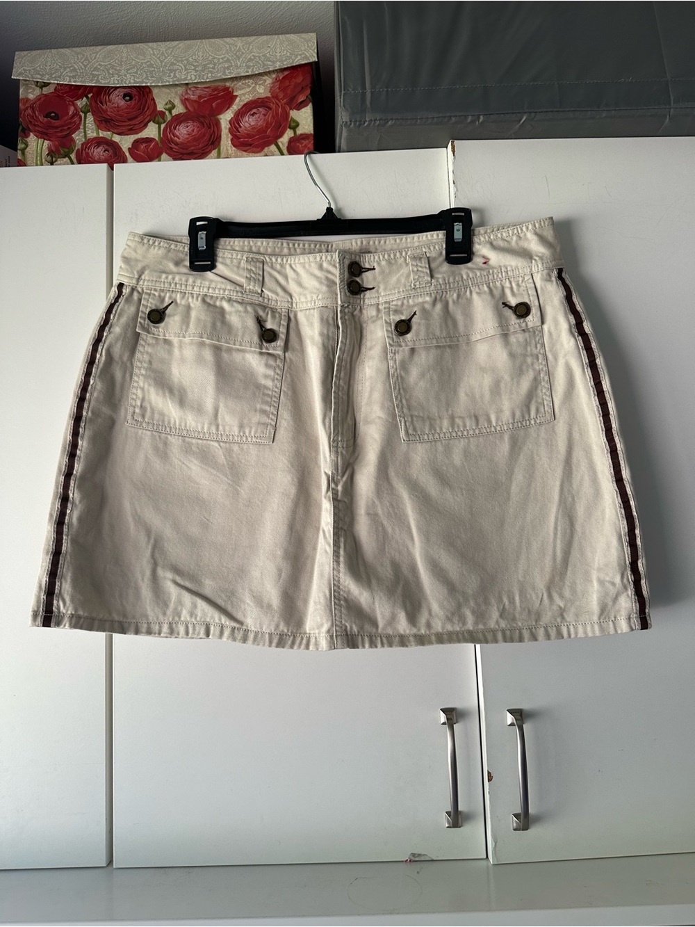 🤎 Faded Glory Khaki Skort Side Stripe Utility Pockets Size 18